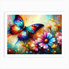 Butterfly And Flowers Art Print