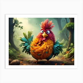 Feathered friend, Colorful Chicken #5 Art Print