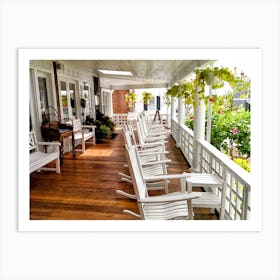 Porch Rocking Chairs in Edgartown (Martha’s Vineyard Series) Art Print