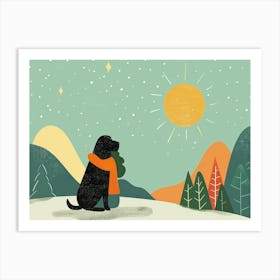 Dog In The Snow Art Print