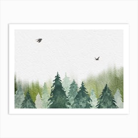 Watercolor Of A Forest 1 Art Print