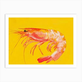 Shrimp On Yellow Background 3 Art Print