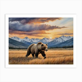 Lonesome Wild Grizzly Bear Art Print