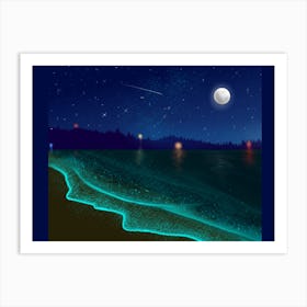 Beach At Night Art Print