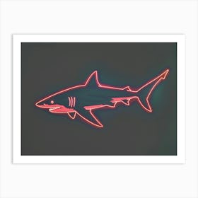 Neon Red Mako Shark 3 Art Print