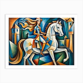 Lady On Horseback 4 Art Print