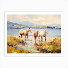 Horses Painting In County Kerry, Ireland, Landscape 3 Art Print