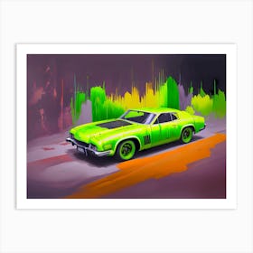 Green Car With Paint On It Art Print