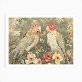 Floral Animal Illustration Parrot 2 Art Print