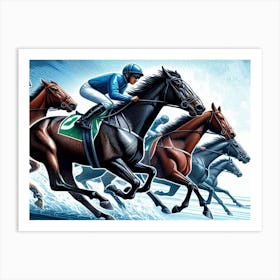 Horse Race wall art print poster Art Print