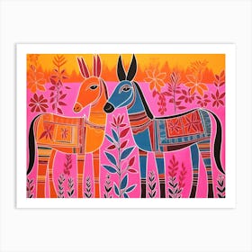 Donkey 1 Folk Style Animal Illustration Art Print