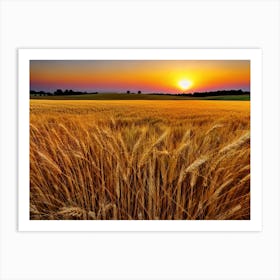 Sunset In A Wheat Field 3 Art Print