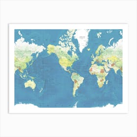 World Map Vintage Style Central America Art Print