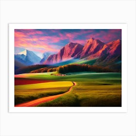 Sunset In The Mountains 4 Art Print