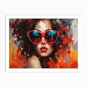 Woman In Red Sunglasses 7 Art Print