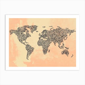 Abstract Minimalist World Map Art Print