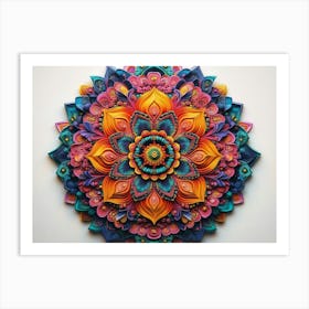 3d Detailed Mandala With Vibrant Colors 3 Art Print