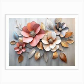 Flower Wall Art, Floral Art With Simple Elegant Design Art Print