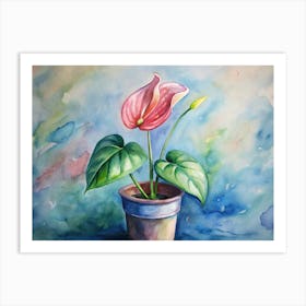 Pink Flower In A Pot Art Print