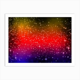 Blue, Red, Yellow Shining Star Background Art Print