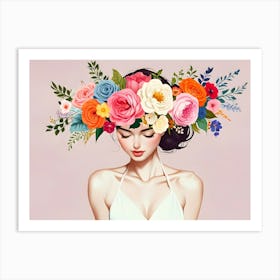 Fashion Woman With Flowers 26 Art Print