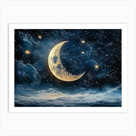 Moon And Stars 3 Art Print