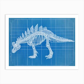 Stegosaurus Skeleton Hand Drawn Blueprint 1 Art Print
