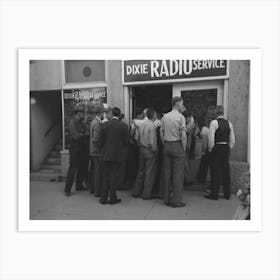 A Crowd Of Men Listening To World Series Game, Saint George, Utah By Russell Lee Art Print