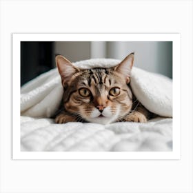 Cat Under Blanket Art Print