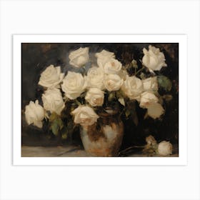 Moody Roses Vintage Painting Art Print