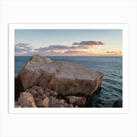 Pale pink rocks and the Mediterranean Sea Art Print
