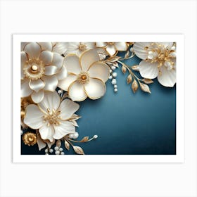 Gold And White Flowers 17 Art Print