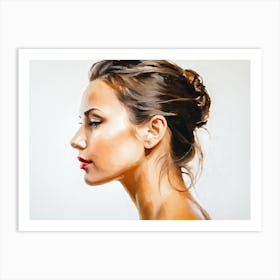 Side Profile Of Beautiful Woman Oil Painting 19 Art Print