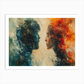 Digital Fusion: Human and Virtual Realms - A Neo-Surrealist Collection. Love Art Print