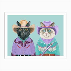 Cowboy Cats 8 Art Print