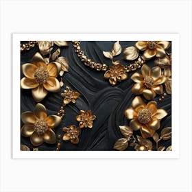 Gold Flowers 5 Art Print