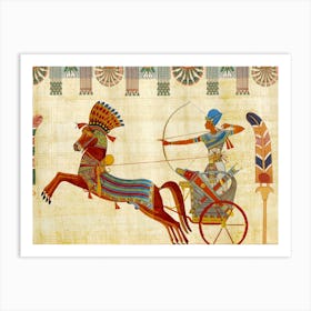 Egyptian Chariot Tutunkhamun Pharaoh Design Art Retro Vintage Art Print