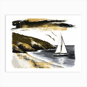 Sailboat On The Beach 6 Art Print