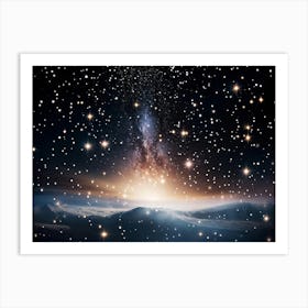 A Dazzling Galaxy Captured Through A Powerful Lens With Bright Shimmering Stars Scattered Across T Art Print