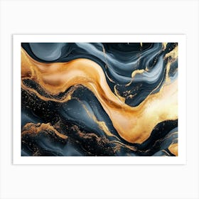 Abstract Gold And Black Painting Art Print