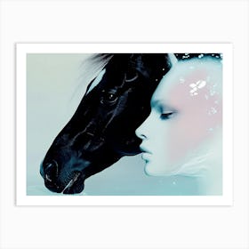 Horse And A Woman Art Print