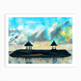 Peaceful sunset on beach scene with acrylic Art Print