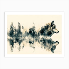 Timber Wolf - Wolf In Reflection Art Print