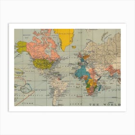 vintage world map Art Print