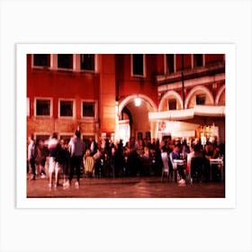 Venetian Dreams Crowdscape - Venice red nlack people crowd evening night photo phorography living room bedroom kitchen Art Print