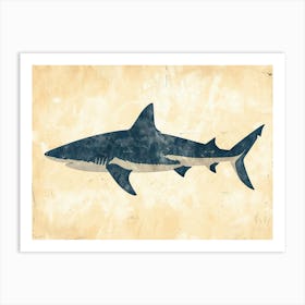 Blue Shark Grey Silhouette 7 Art Print