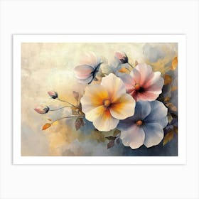 Flowers In a Watercolor Style Art Print