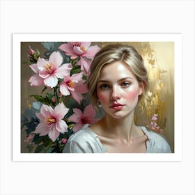 Girl With Flowers 1 Art Print