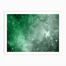 Green Grey Galaxy Space Background Art Print
