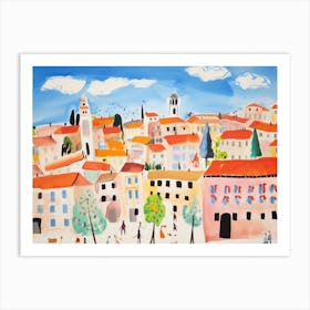 Perugia Italy Cute Watercolour Illustration 1 Art Print